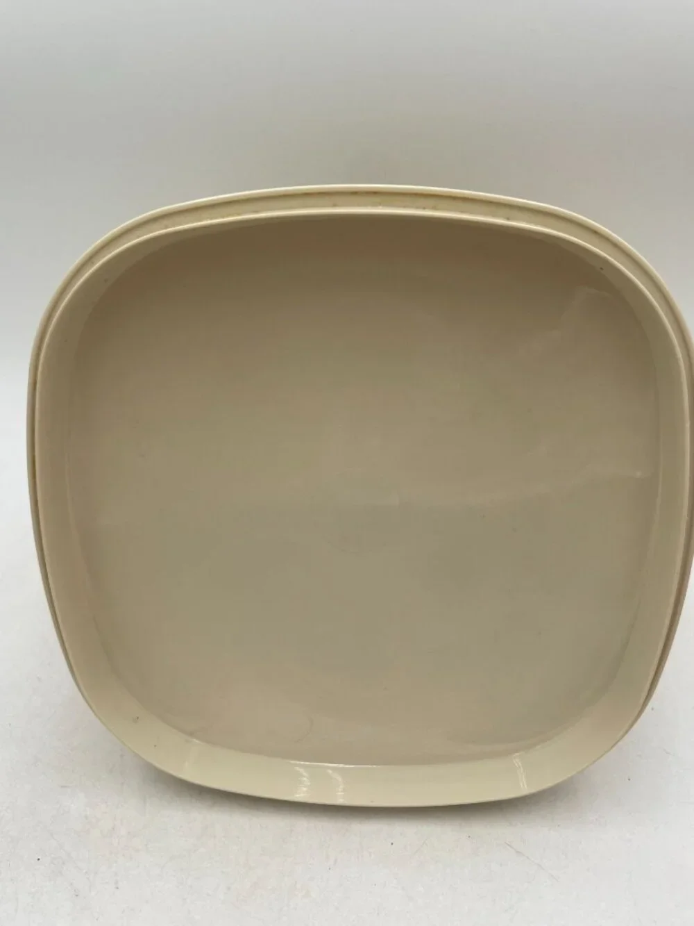 Tupperware Yellow Square Container Cream Lid Vintage Storage Or Serving Dish